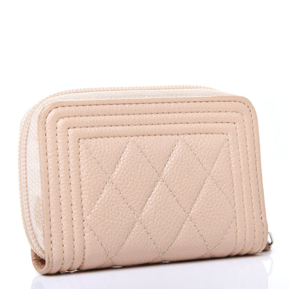 Chanel Caviar Quilted Boy Zip Around Coin Purse Wallet Beige Clair 3 of 9
