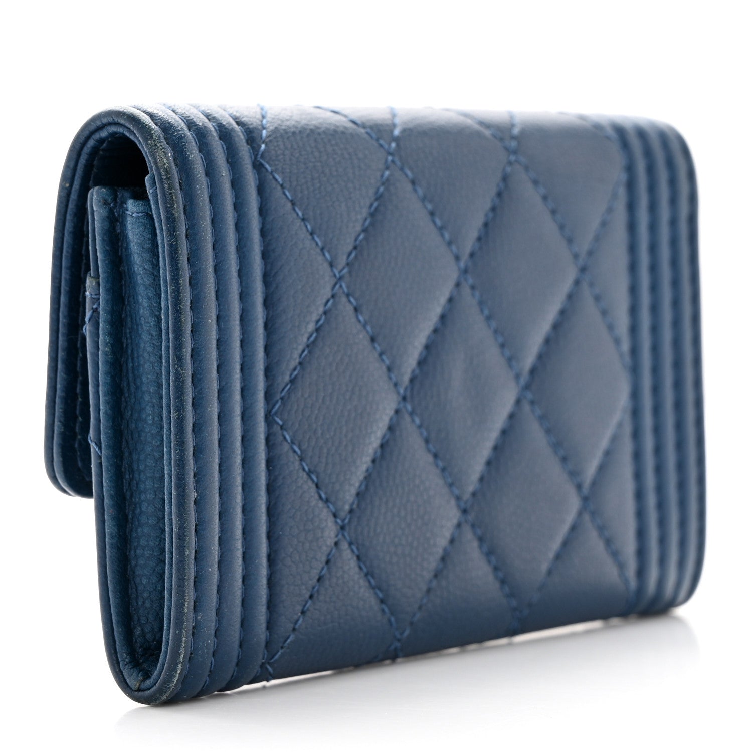 Chanel Caviar Quilted Boy Flap Card Holder Blue 3 of 11