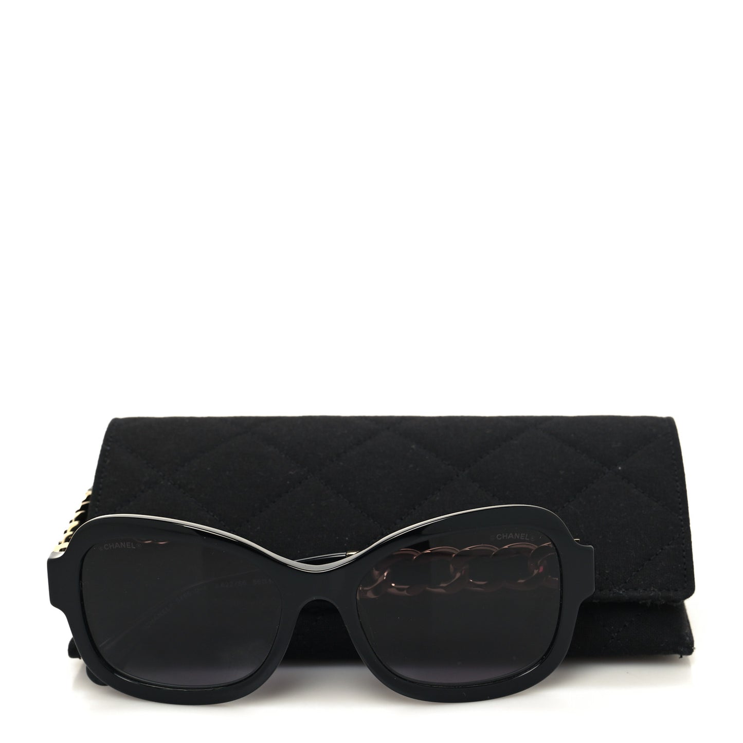 Acetate Metal Chain Square Sunglasses 5465 Black