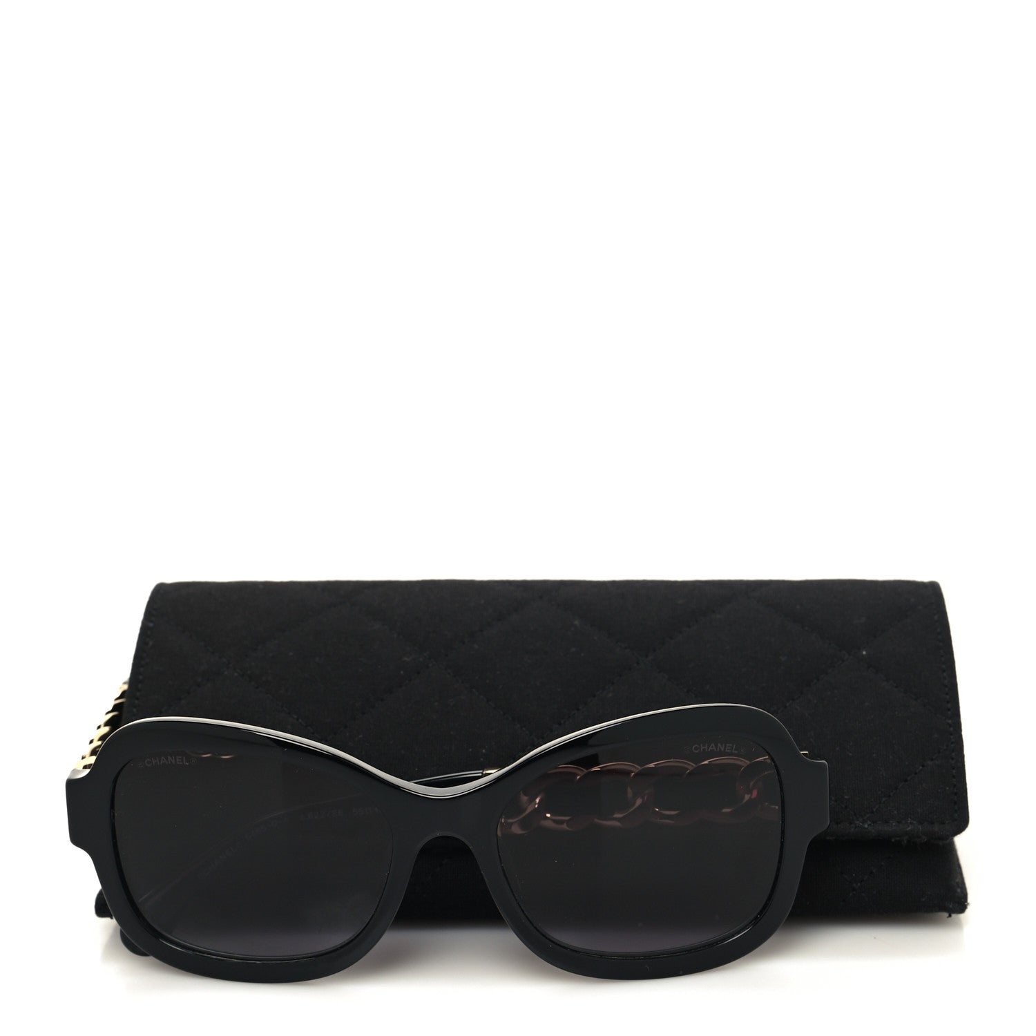 Chanel Acetate Metal Chain Square Sunglasses 5465 Black 8 of 8