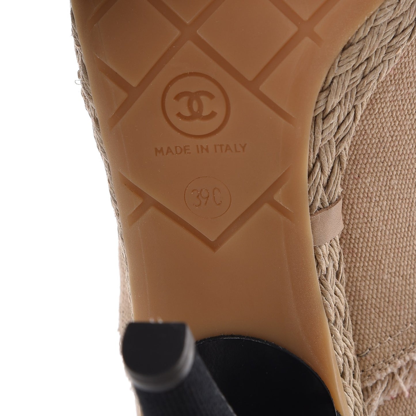 Toile Cap Toe Espadrille Pumps 39 Beige Black