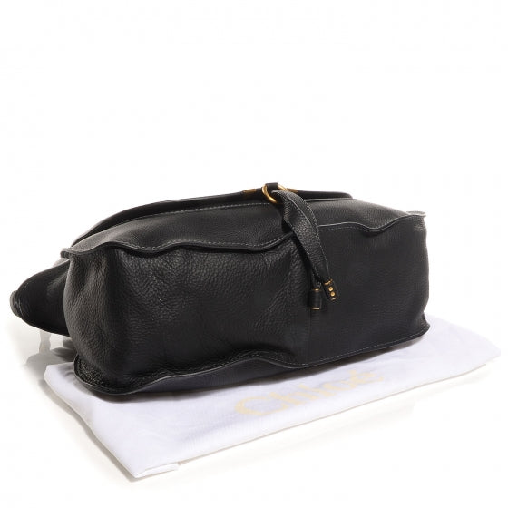 Calfskin Large Marcie Satchel Black