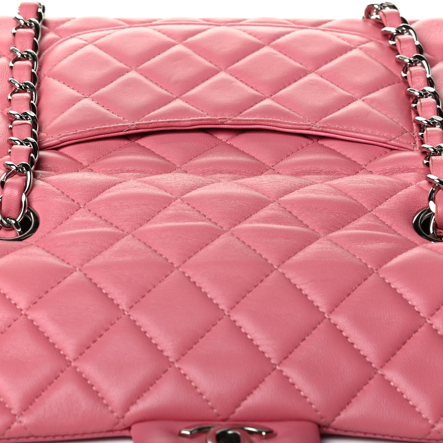 Lambskin Quilted Mini Rectangular Flap Pink