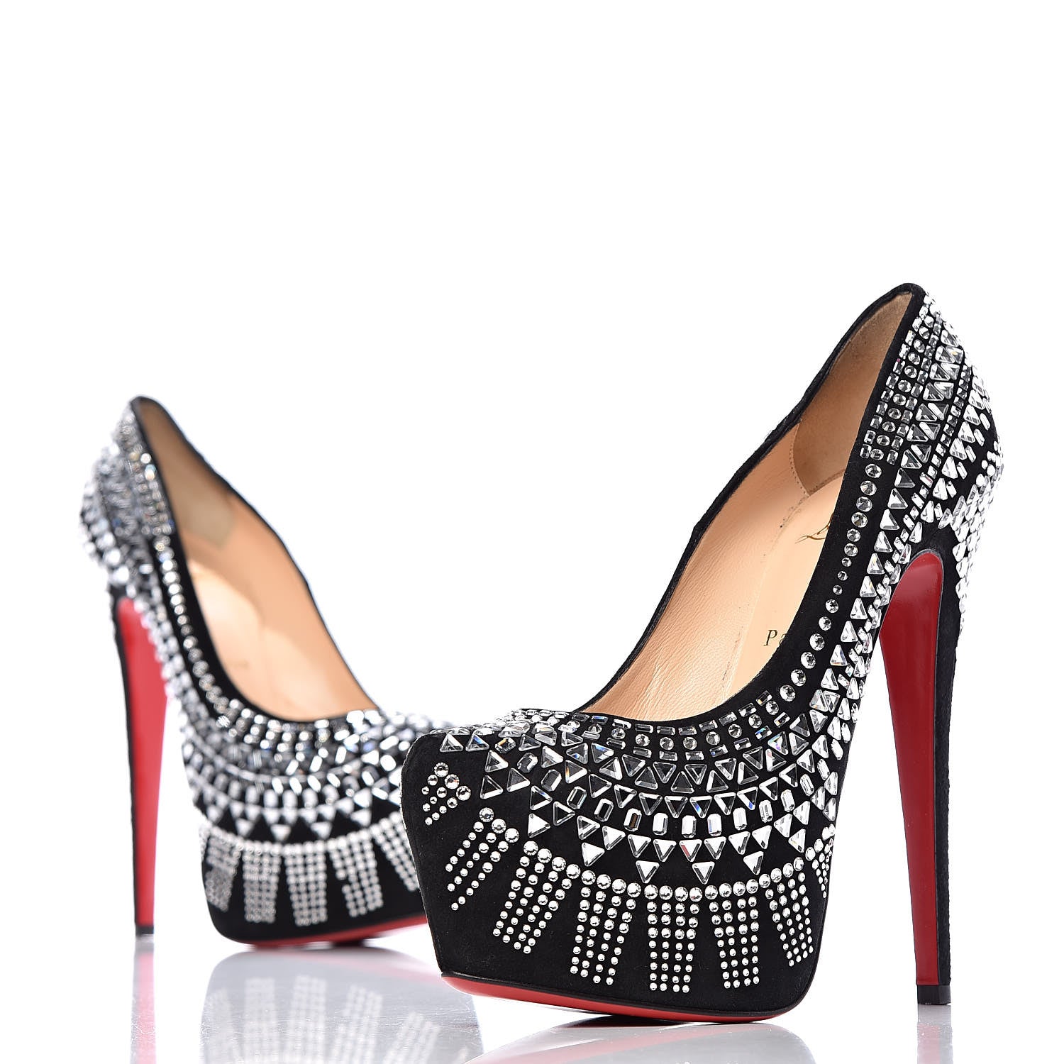 Christian Louboutin Veau Velour Crystal Decorapump 160 Platform Pumps 39.5 Black 8 of 8