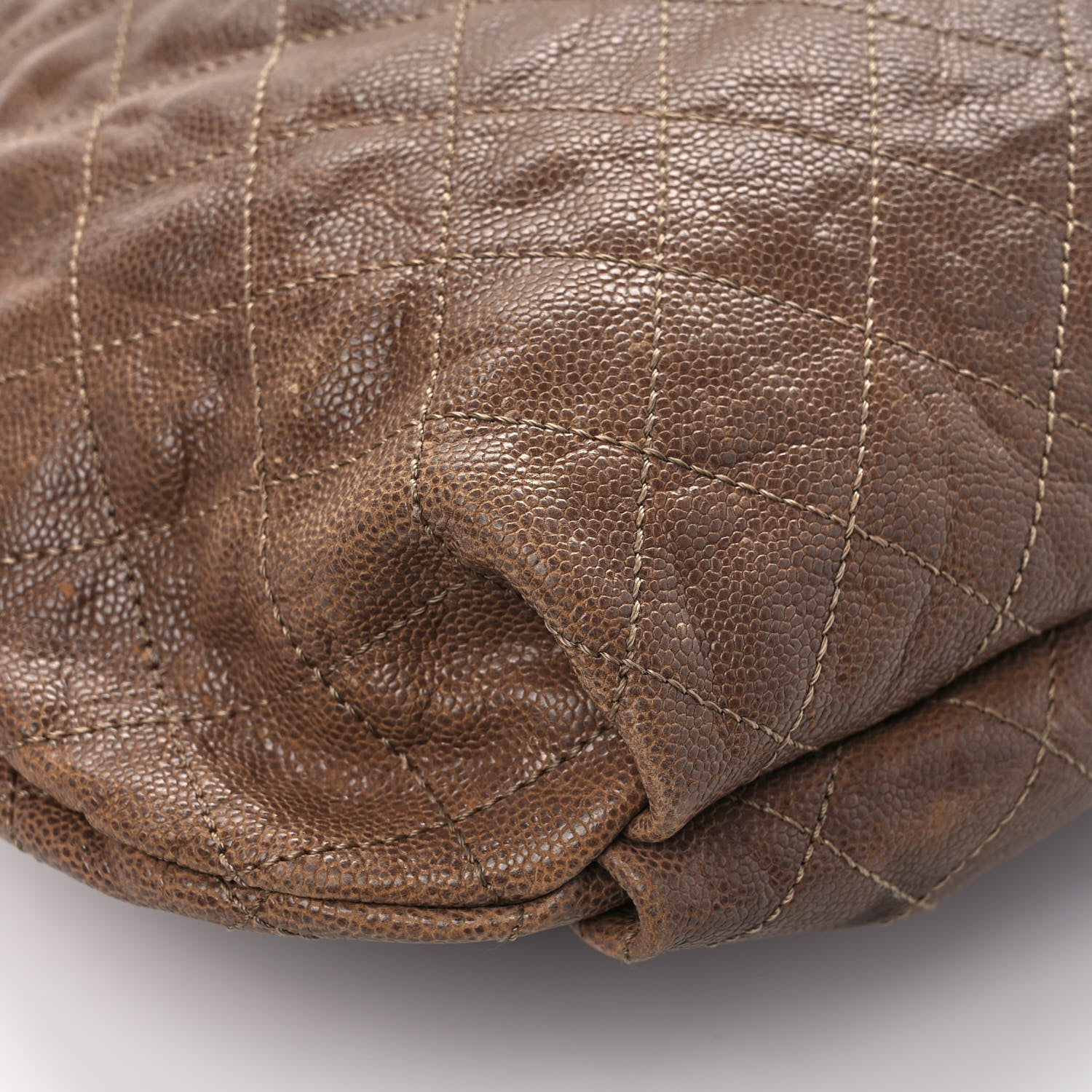 Chanel Distressed Glazed Caviar Quilted Large Elastic Tote Brown 10 of 13