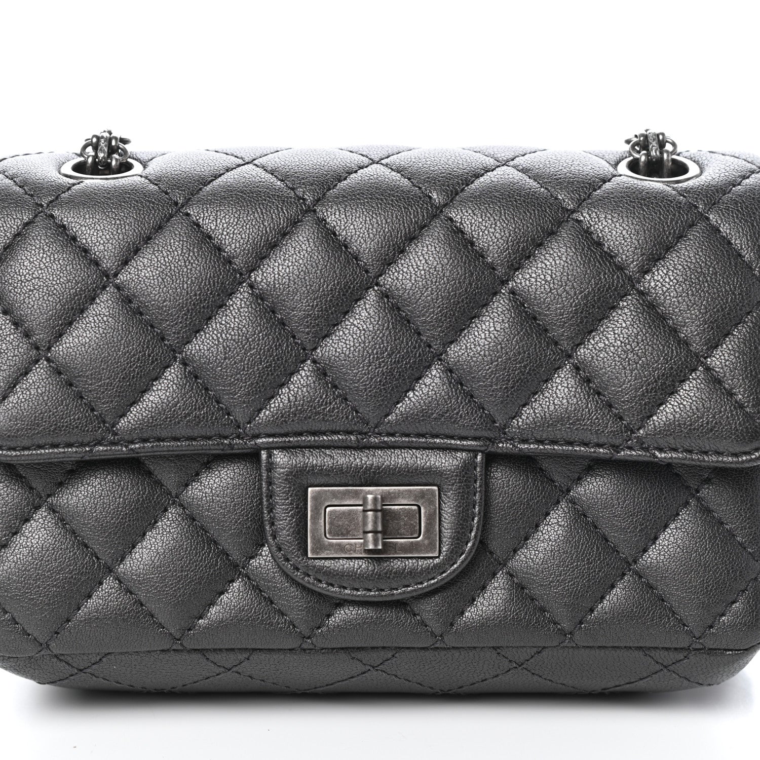 Chanel Metallic Sheepskin Quilted 2.55 Reissue Mini Flap Dark Silver 10 of 11