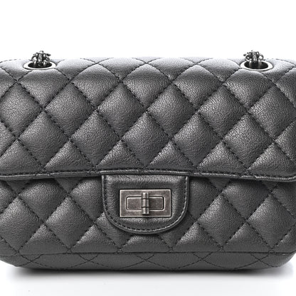 Chanel Metallic Sheepskin Quilted 2.55 Reissue Mini Flap Dark Silver 10 of 11