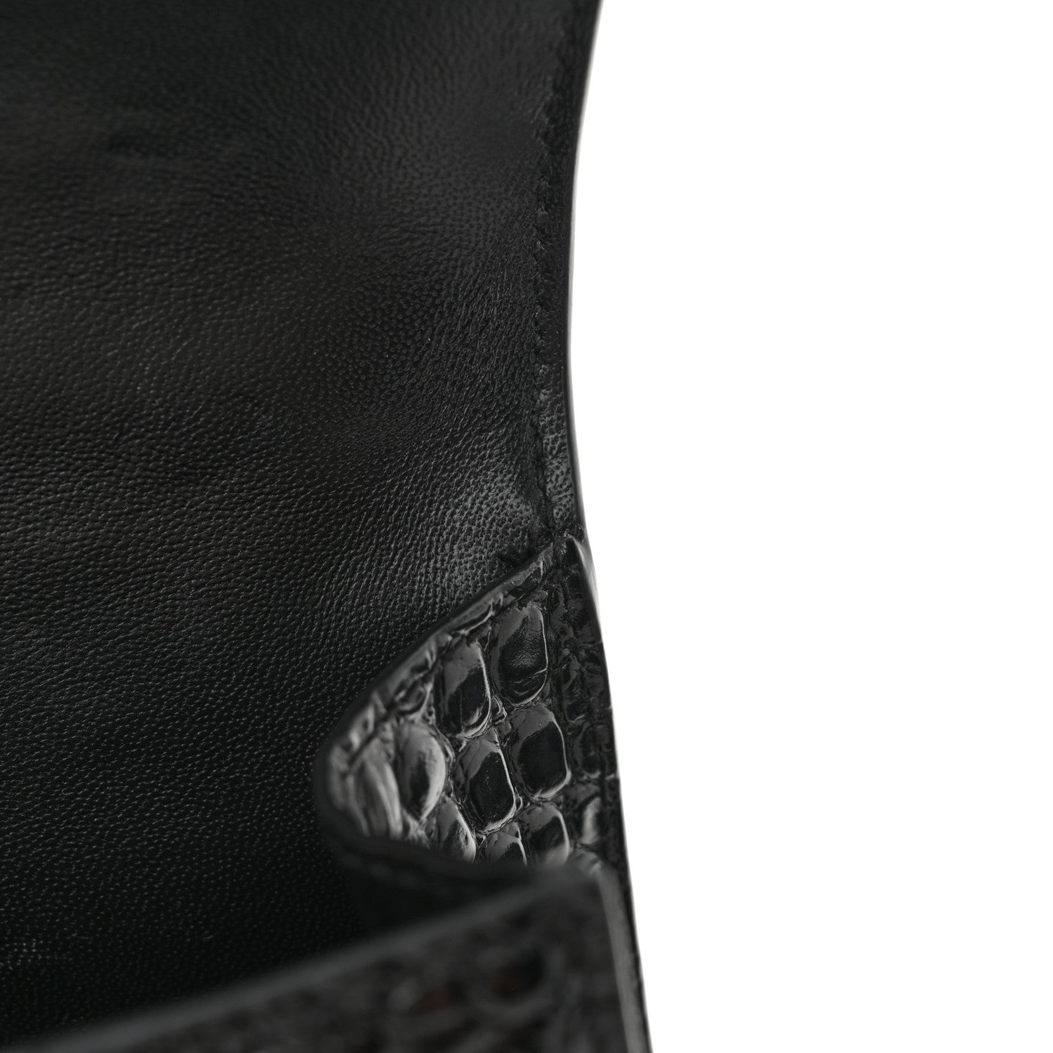 Balenciaga Shiny Calfskin Monochrome Crocodile Embossed Hourglass Top Handle Bag XS Black 7 of 17