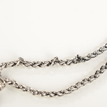 David Yurman Sterling Silver Pave Diamond Double Wheat Chain Necklace 17mm 5 of 8