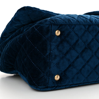 Chanel Velvet Quilted XXL Travel Flap Bag Blue 10 of 11