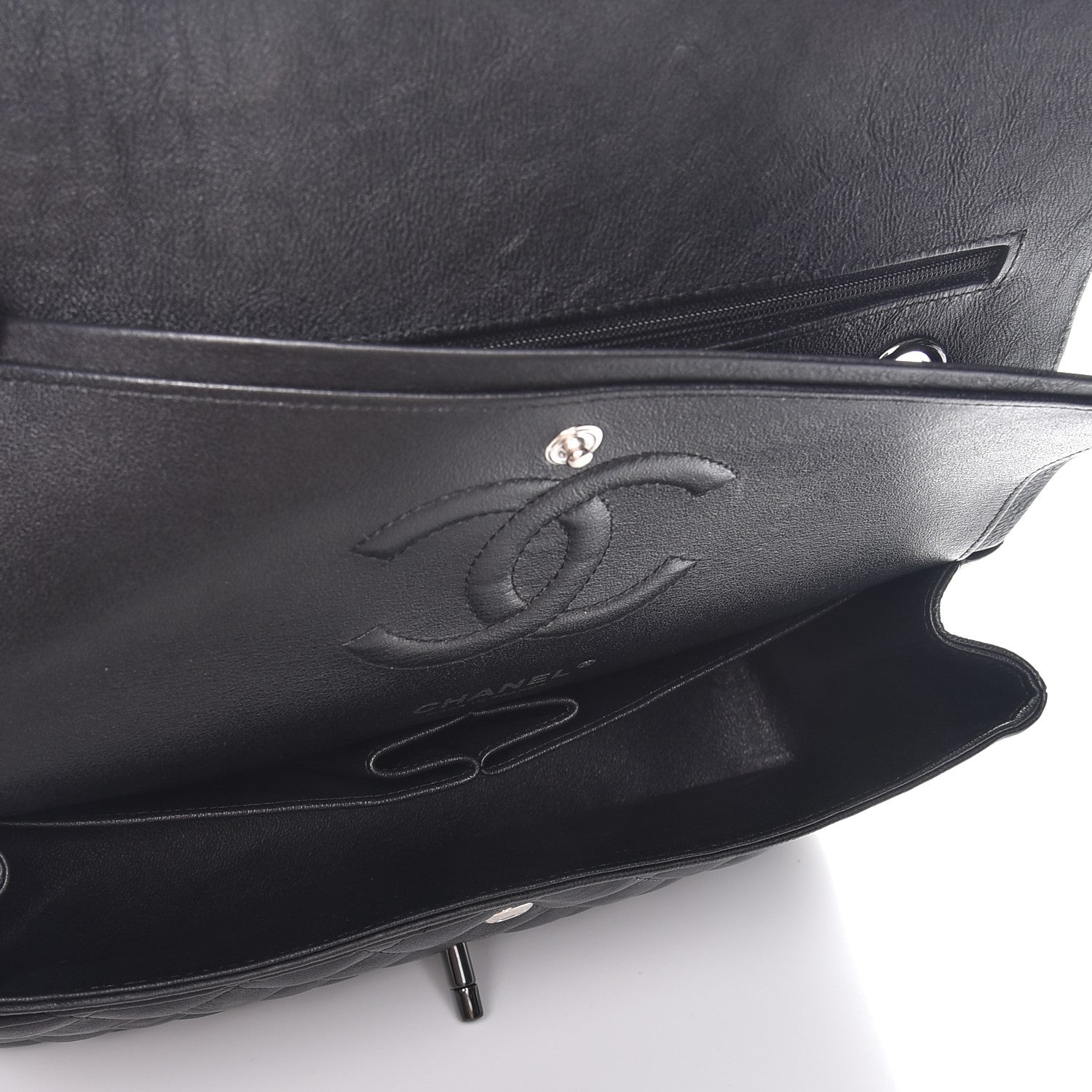 Chanel Crumpled Calfskin Quilted Medium Double Flap So Black 6 of 8