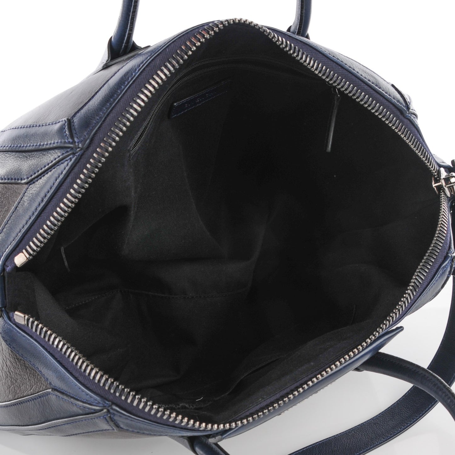 Calfskin Large Bi-Color Antigona Duffel Black Navy