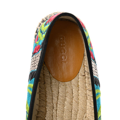 Gucci Tapestry Brocade Blind For Love Espadrilles 37.5 Acquamarine Green Black 12 of 18