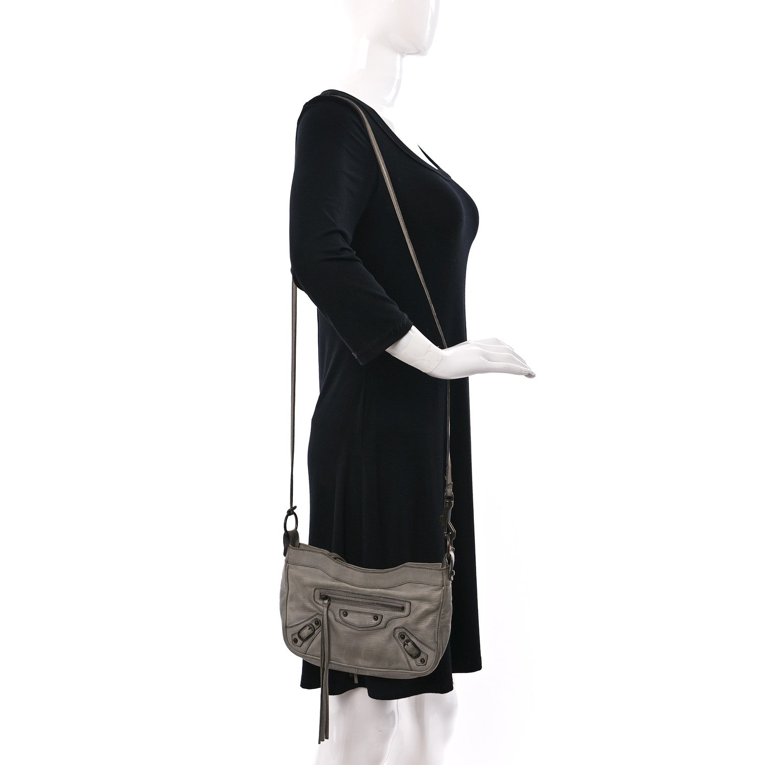 Balenciaga Agneau Lizard Embossed Classic Hardware Hip Gris Clair 2 of 15