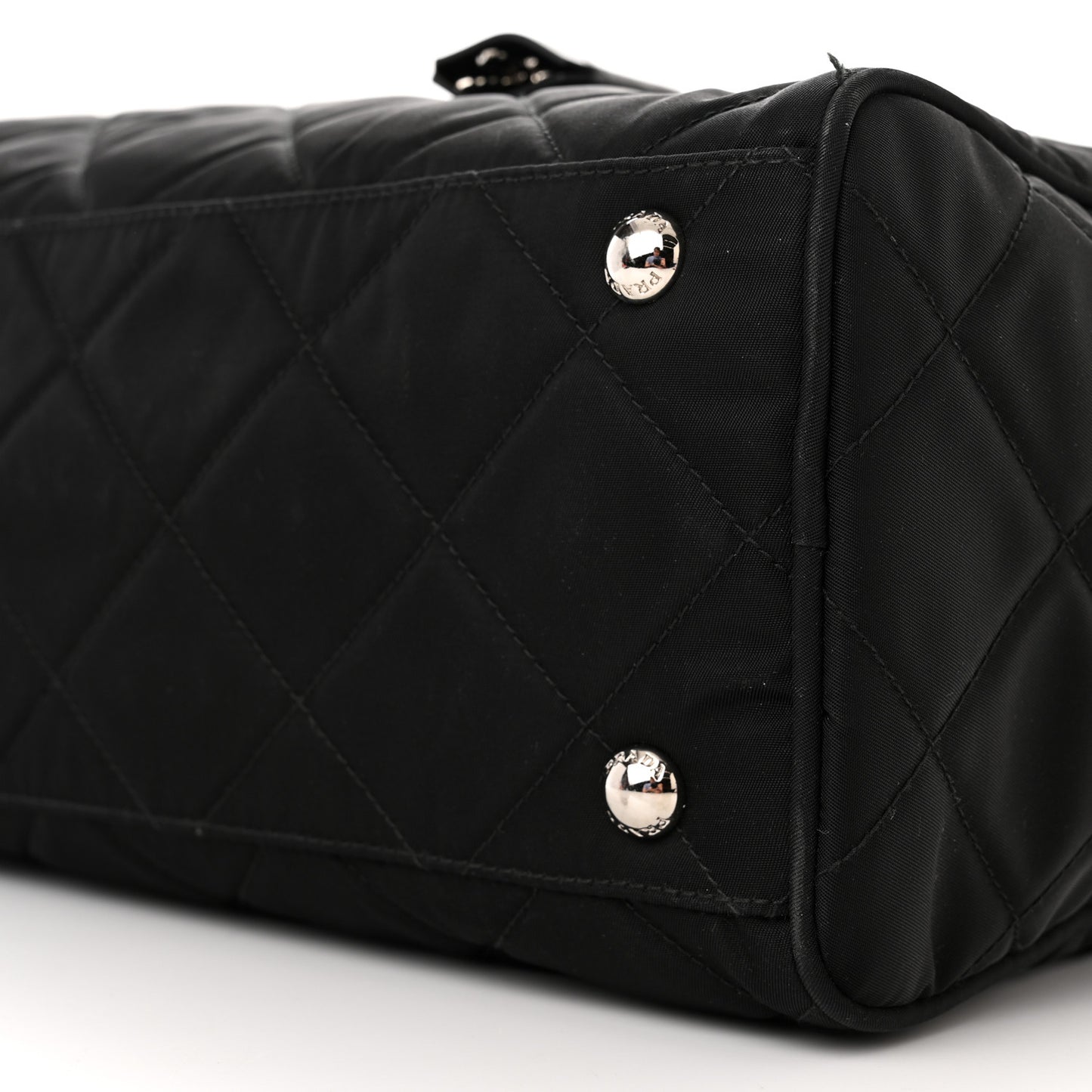 Nylon Tessuto Impuntu Quilted Shoulder Bag Black