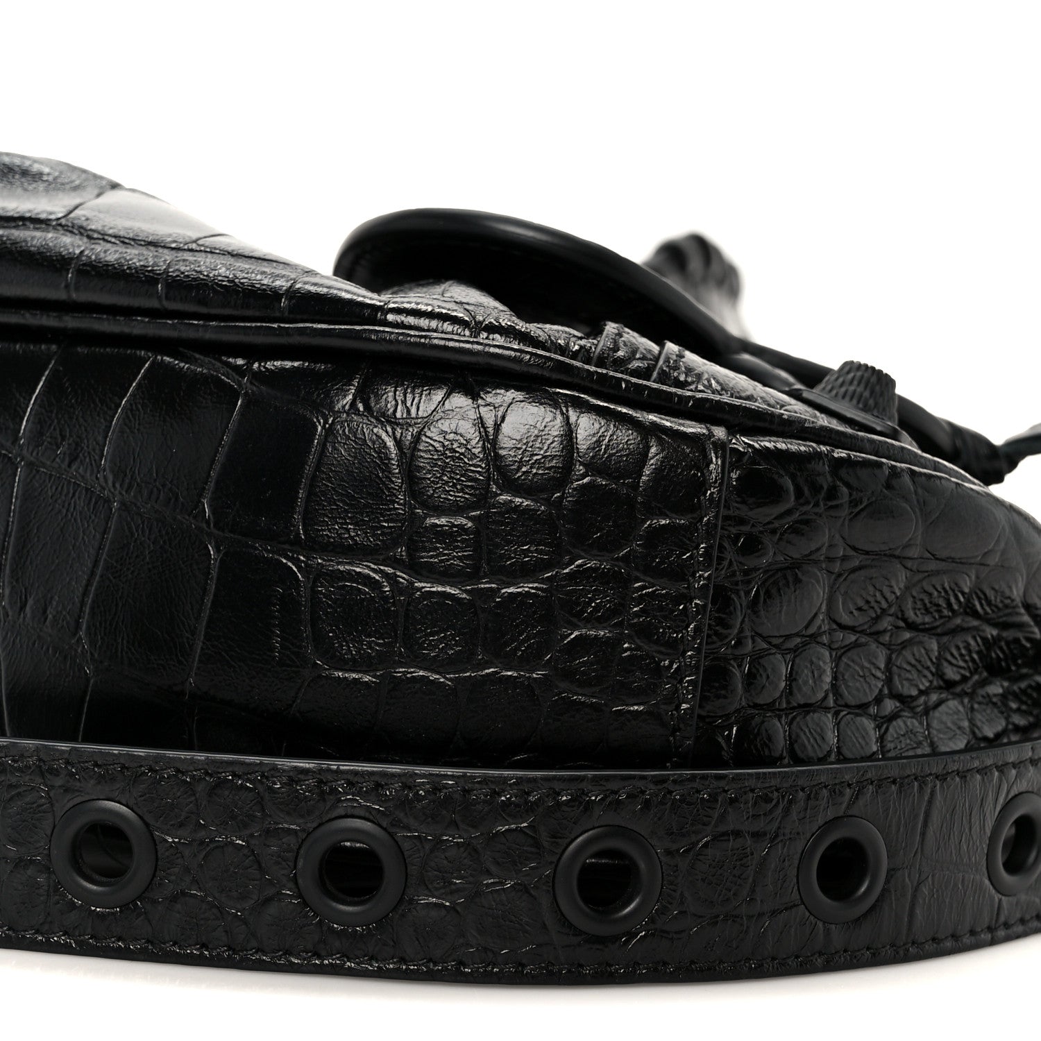 Balenciaga Extra Supple Calfskin Crocodile Embossed Monochrome Le Cagole Shoulder Bag XS Black 11 of 11