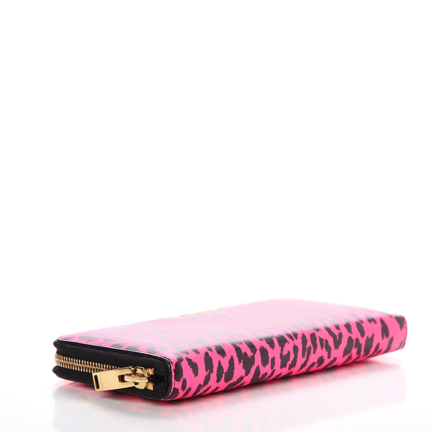 Calfskin Printed Leopard Classic Letters Zip Around Wallet Pink
