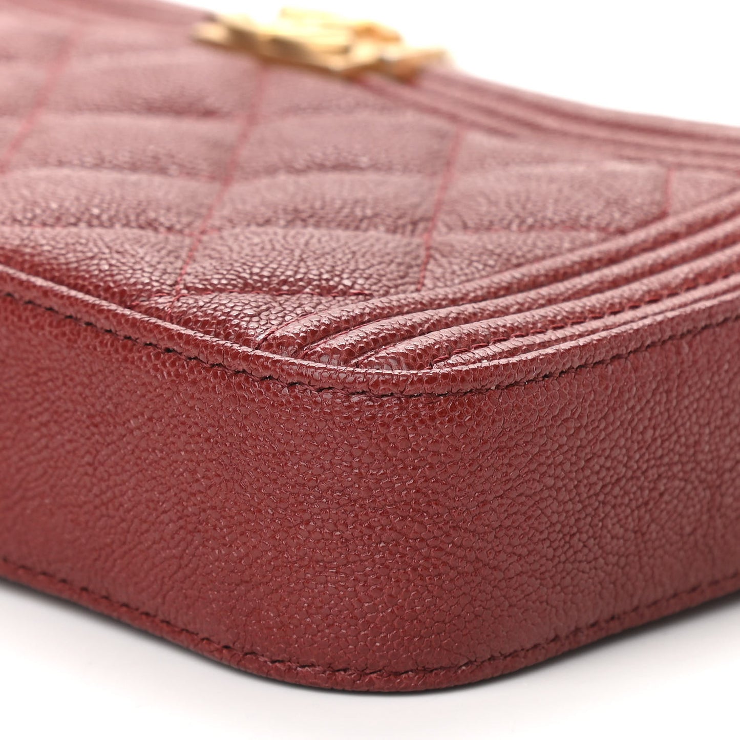 Caviar Quilted Small Boy Clutch With Chain Burgundy