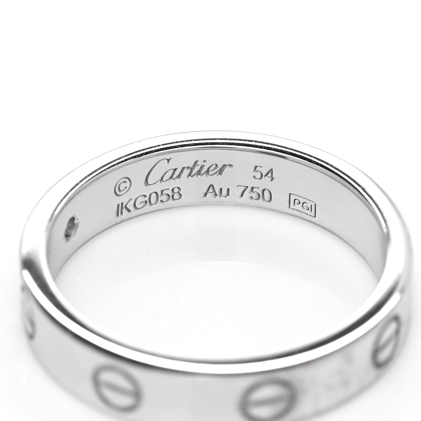 18K White Gold Diamond 4mm LOVE Wedding Band Ring 54 6.75