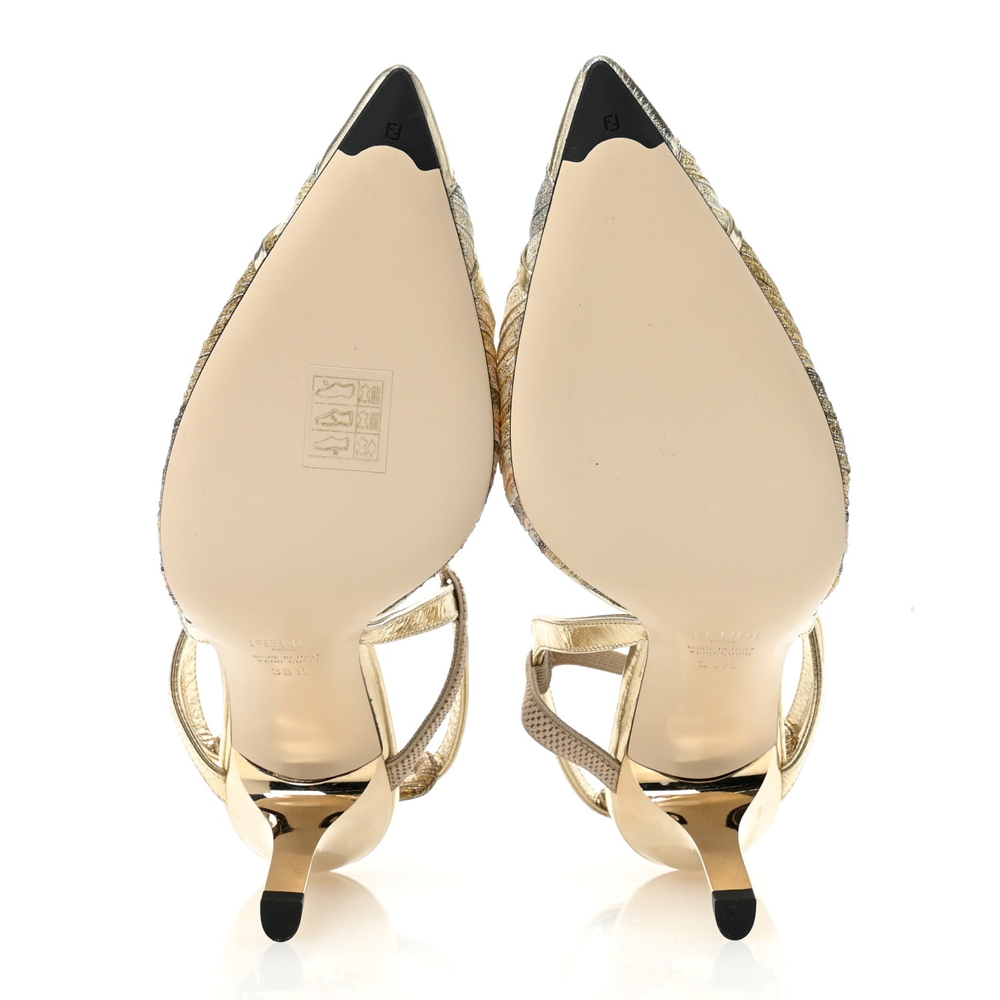 Laminated Fabric Nappa Colibri Lite 85mm Slingback Pumps 38.5 Gold Platino