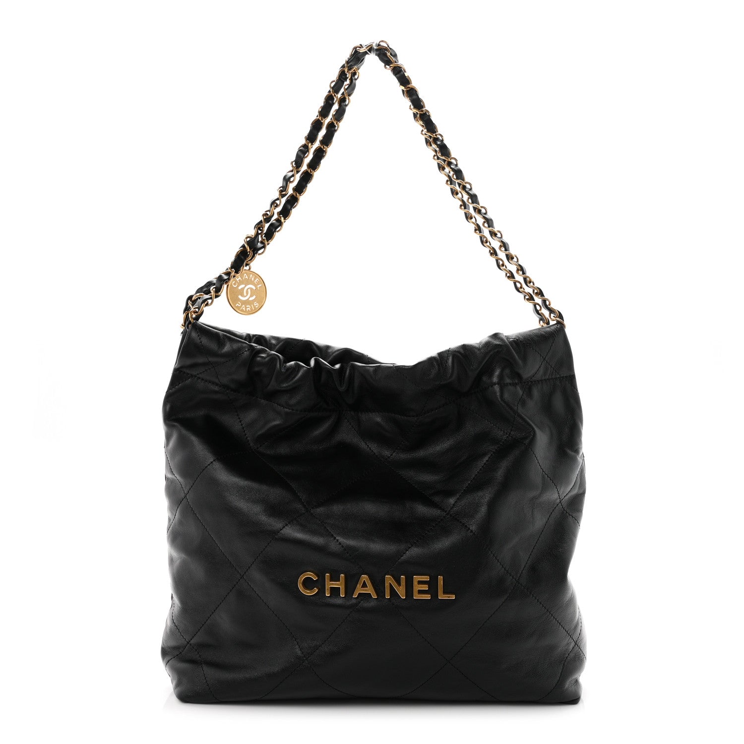 Chanel Shiny Calfskin Quilted Small Chanel 22 Black 1 of 11