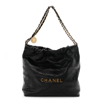 Chanel Shiny Calfskin Quilted Small Chanel 22 Black 1 of 11