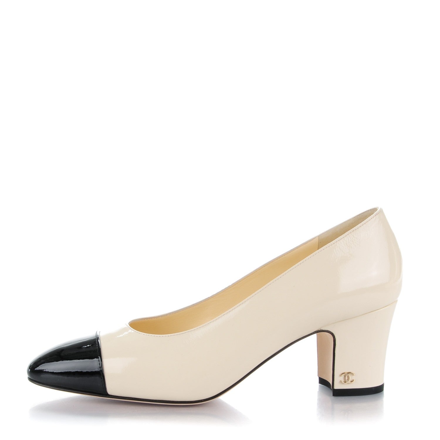 Chanel Patent Calfskin CC Cap Toe Low Heel Pumps 40 White Black 1 of 7