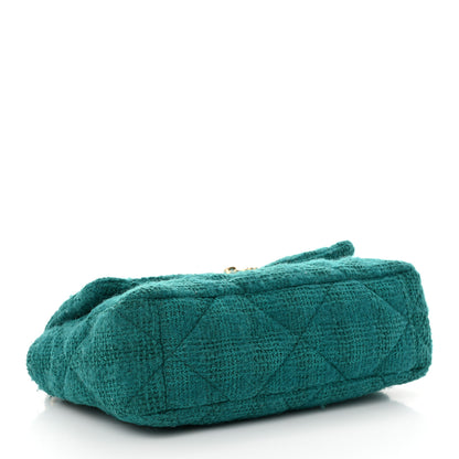 Chanel Tweed Quilted Large Chanel 19 Flap Green 4 of 13