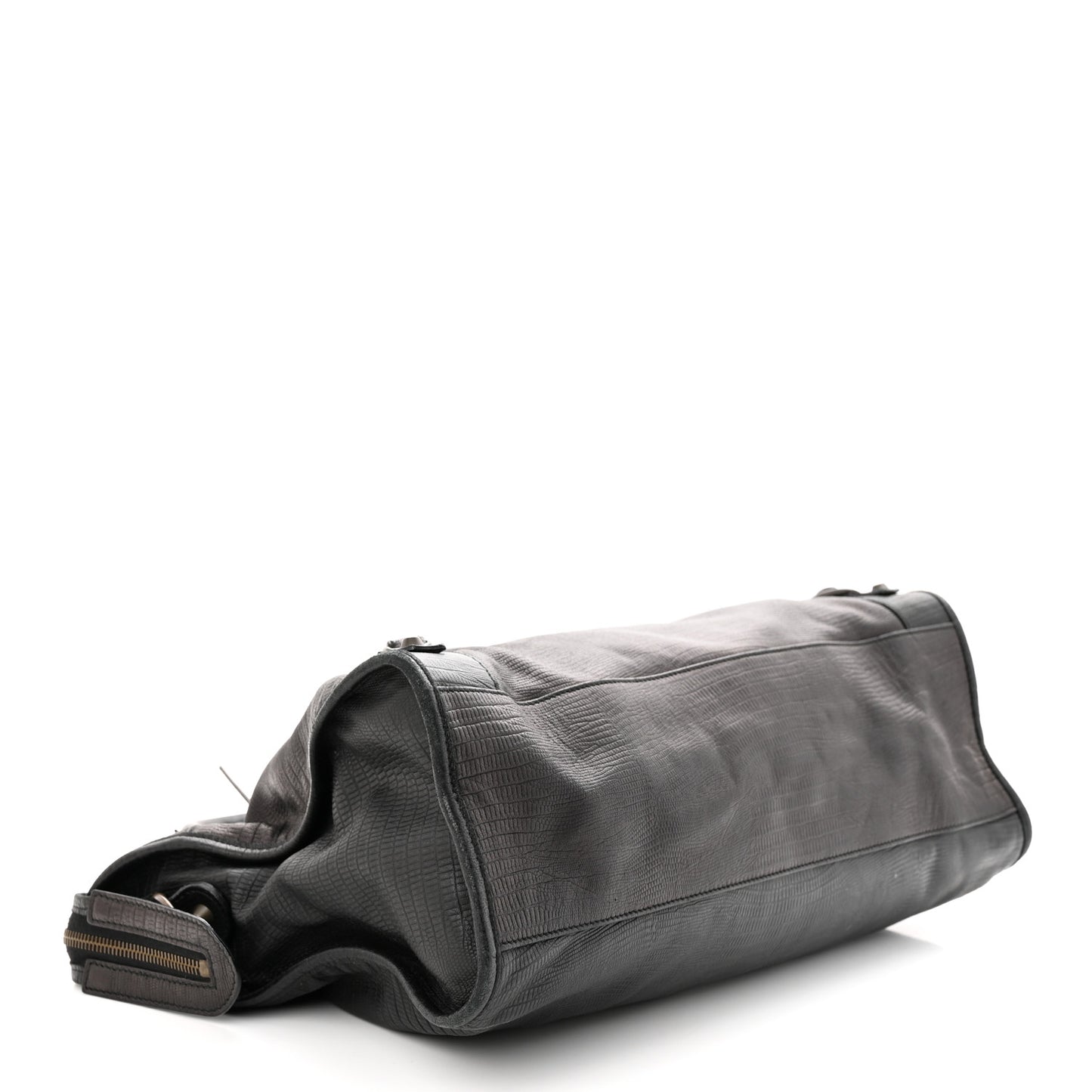 Calfskin Lizard Embossed Classic Hardware City Black