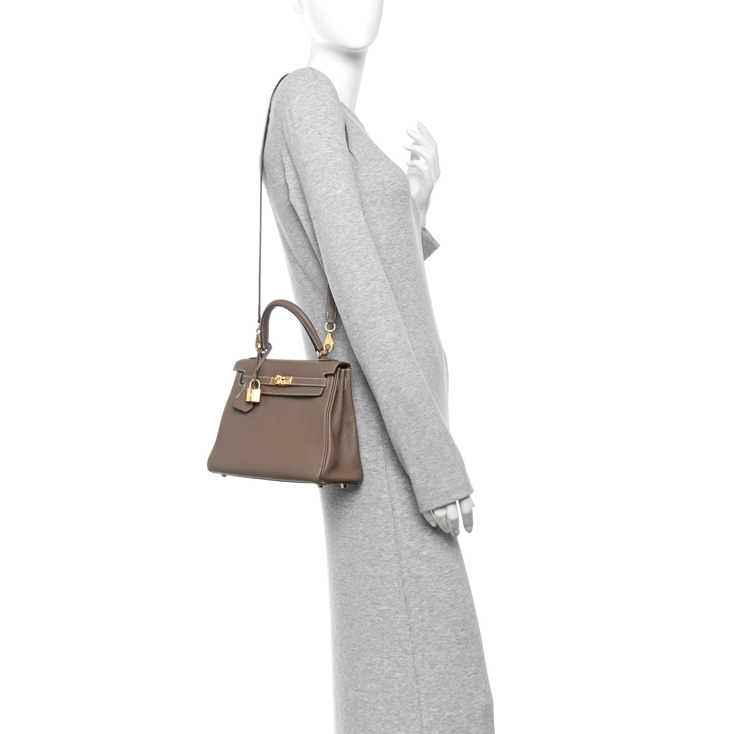 Hermes Togo Kelly Retourne 25 Etoupe 2 of 12