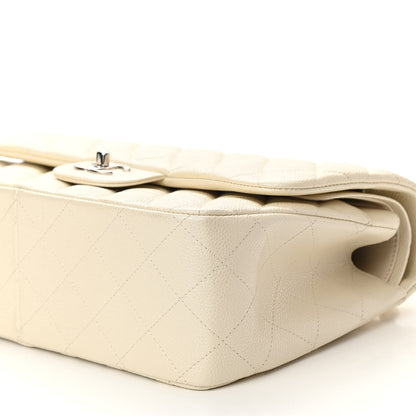 Chanel Pearly Caviar Quilted Jumbo Double Flap Dark White 10 of 10
