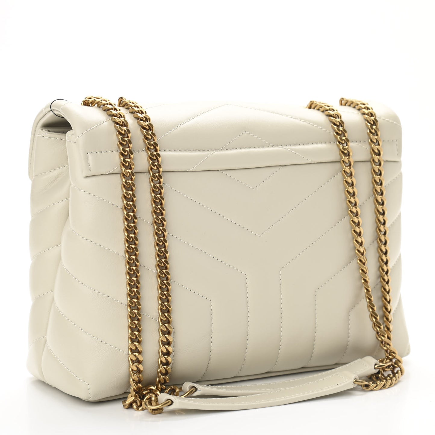 Calfskin Y Quilted Monogram Small Loulou Chain Satchel Crema Soft