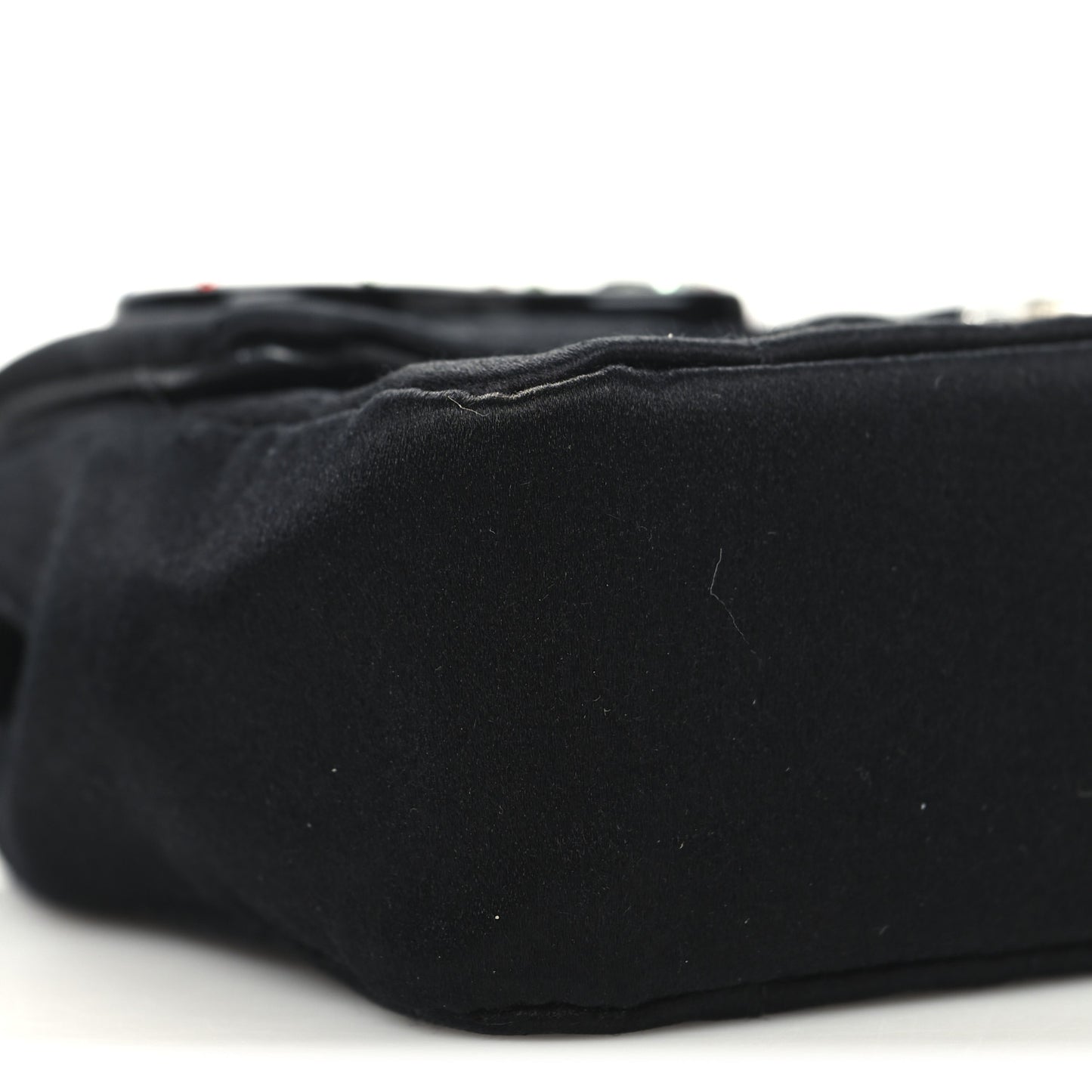 Satin Square Quilted Lipstick Charm Mini Flap Black