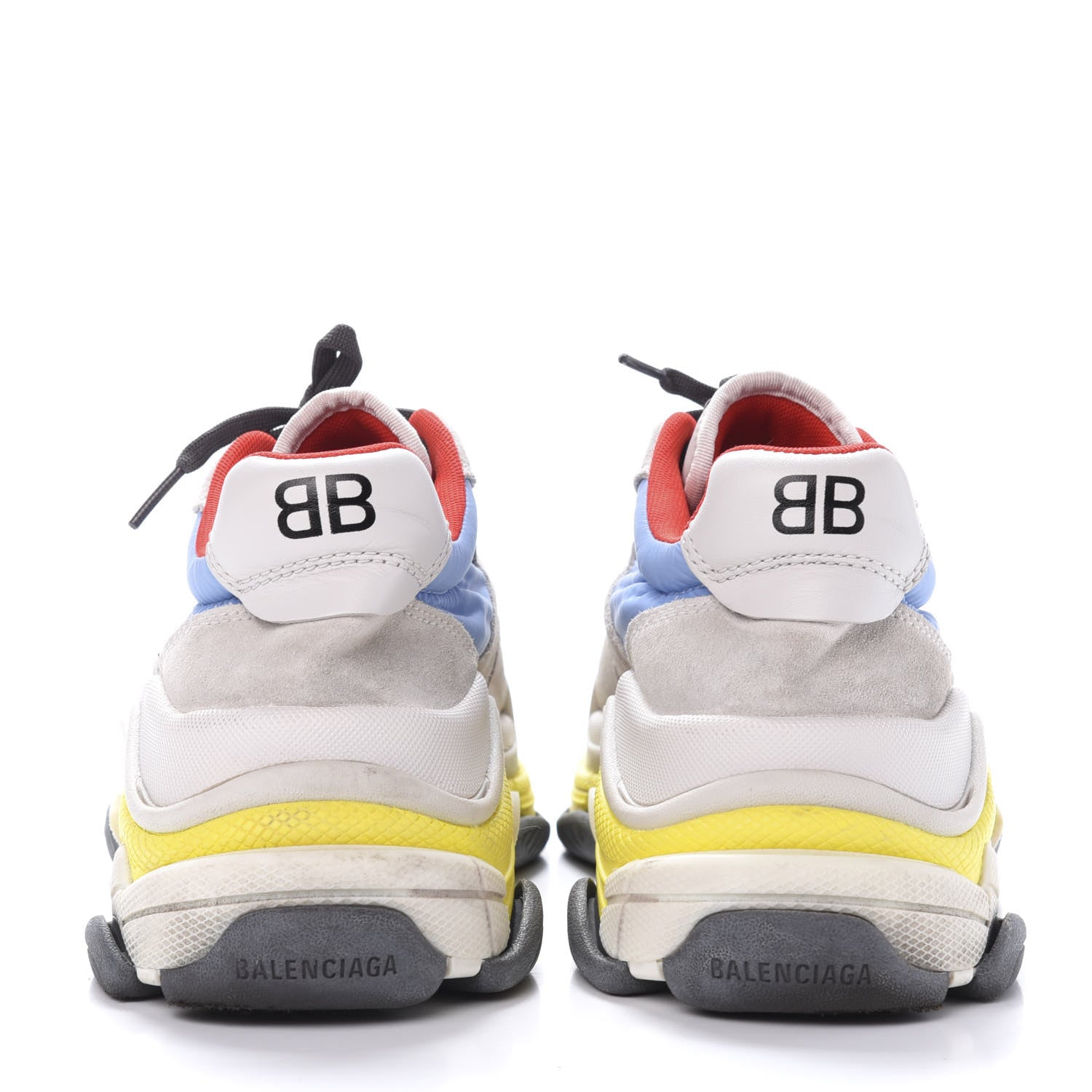 Balenciaga Nylon Suede Womens Triple S 2.0 Sneakers 38 Gris Bleu Rouge 5 of 9