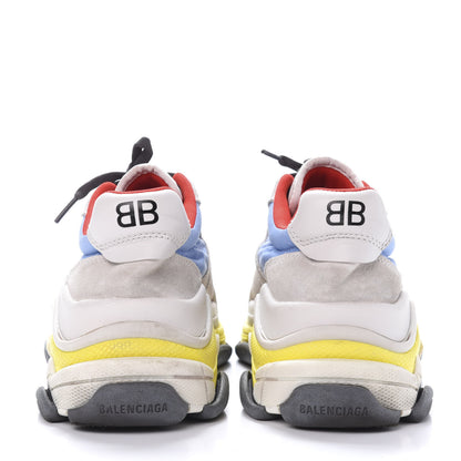 Balenciaga Nylon Suede Womens Triple S 2.0 Sneakers 38 Gris Bleu Rouge 5 of 9