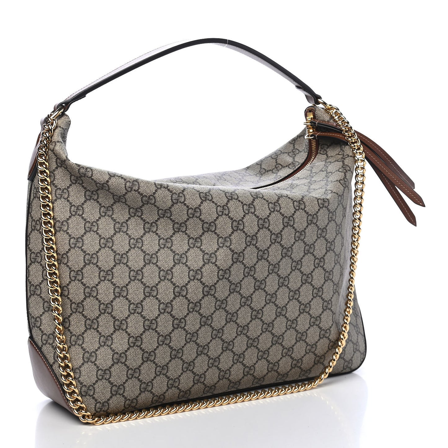 GG Supreme Monogram Large Linea A Hobo Light Brown