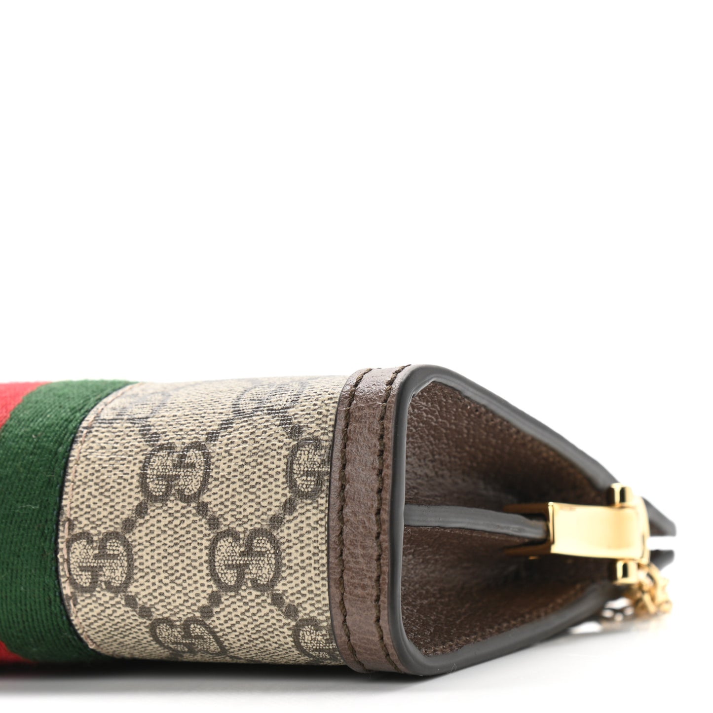 GG Supreme Monogram Textured Dollar Calfskin Web Mini Ophidia Chain Shoulder Bag Beige Ebony New Acero