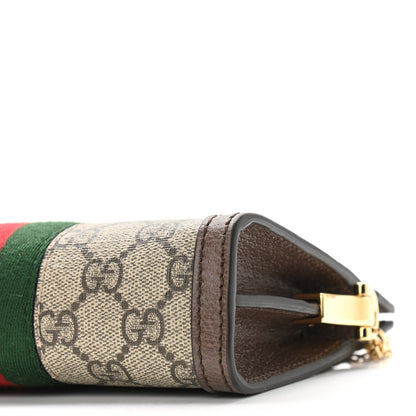 Gucci GG Supreme Monogram Textured Dollar Calfskin Web Mini Ophidia Chain Shoulder Bag Beige Ebony New Acero 10 of 11