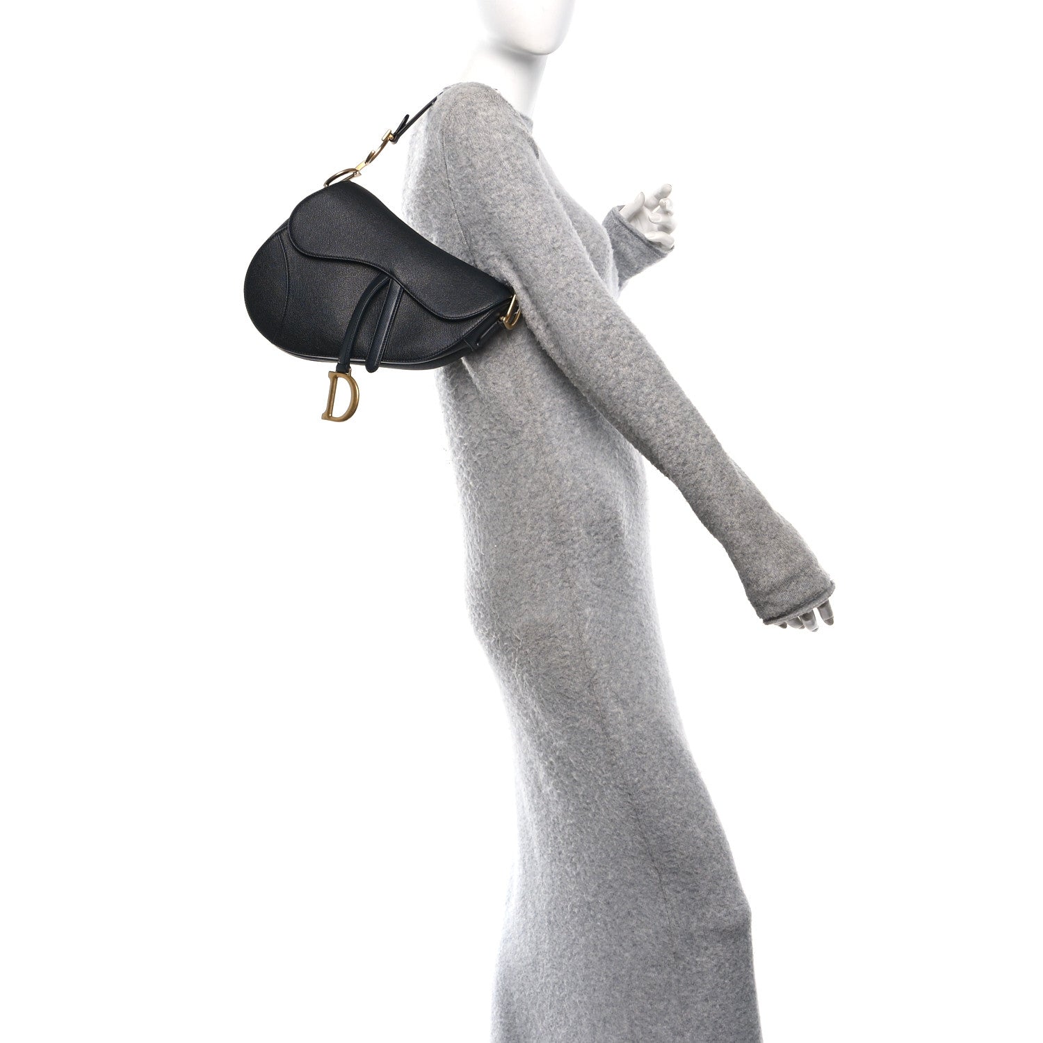 Christian Dior Grained Calfskin Saddle Bag Black 1870921