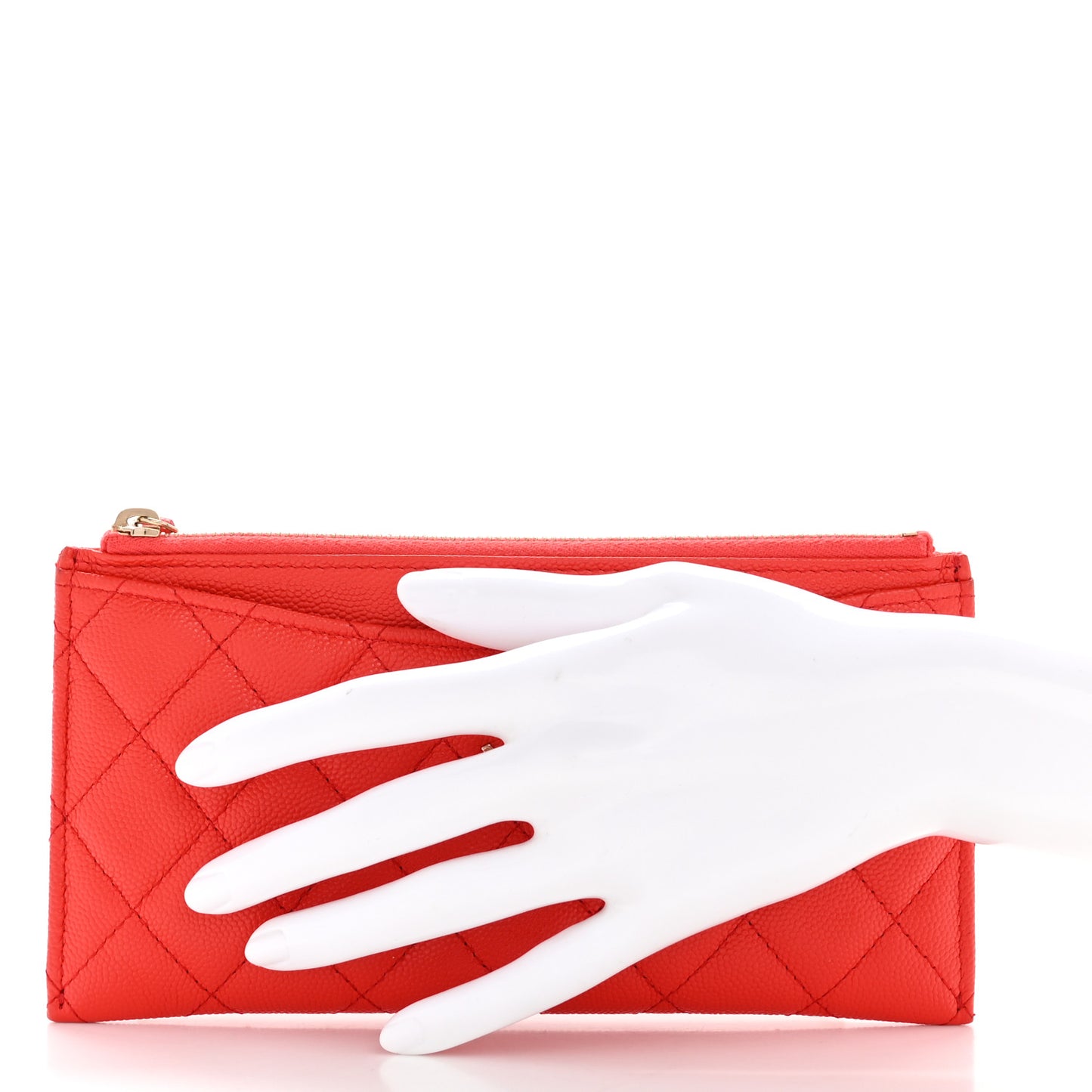 Caviar Quilted Classic Zip Pouch Red