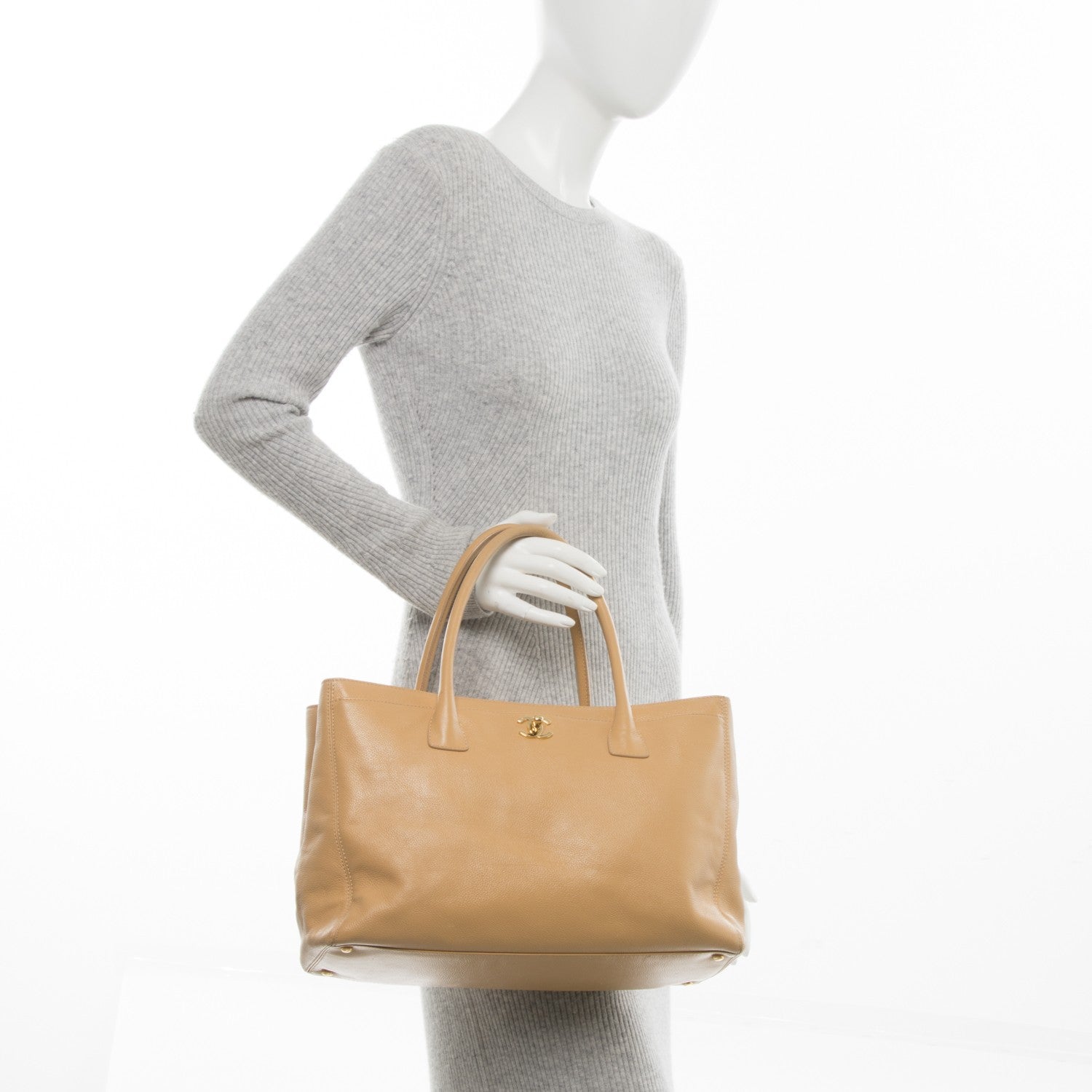 Chanel Calfskin Cerf Executive Shopper Tote Beige 2 of 11
