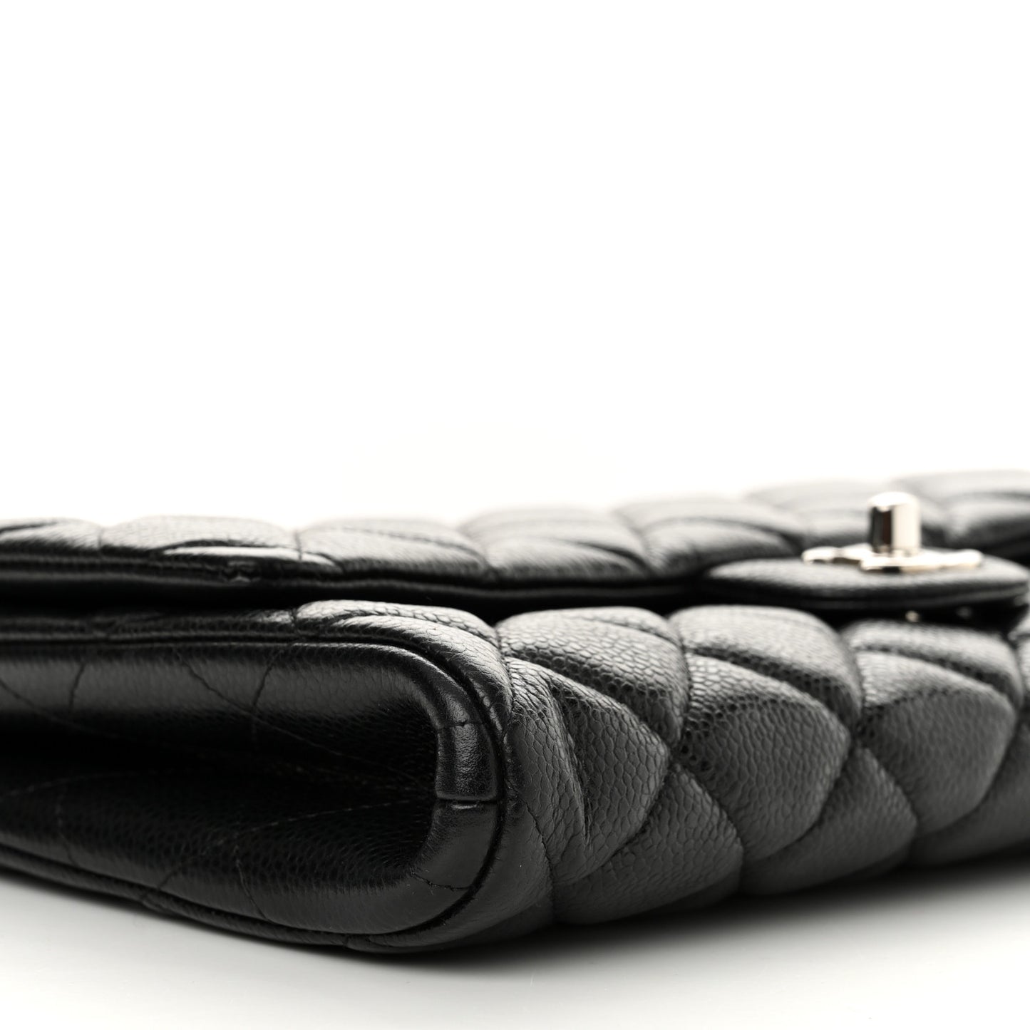 Caviar Quilted Clutch With Chain Flap Black
