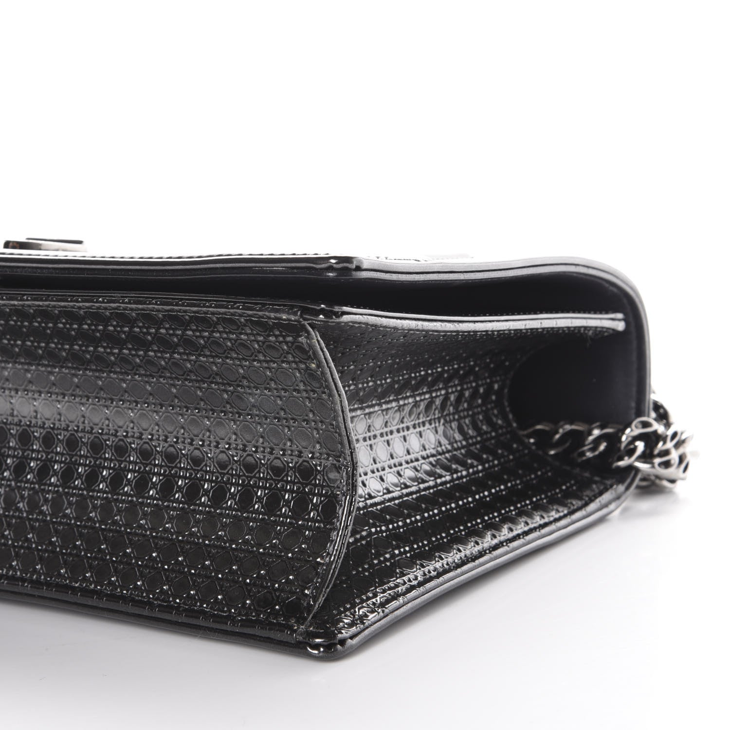 Christian Dior Metallic Patent Micro-Cannage Medium Diorama Flap Bag Silver 9 of 11