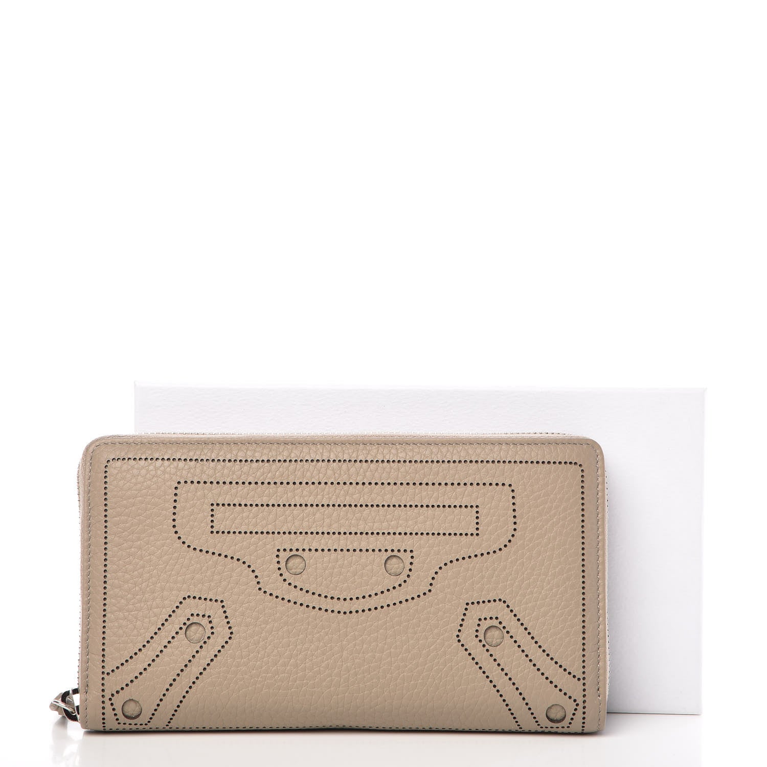 Balenciaga Veau Grana Perforated Blackout Hardware Continental Zip Around Wallet Gris Cendre 9 of 9