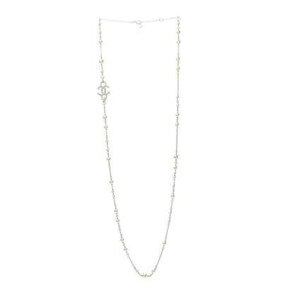 Chanel Graduated Pearl Crystal CC Long Necklace Gold Pearly White 3 of 6