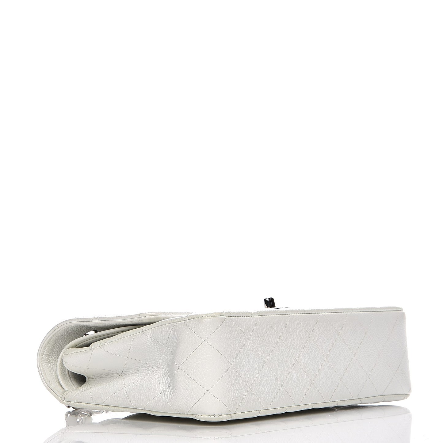 Caviar Quilted Medium Double Flap White