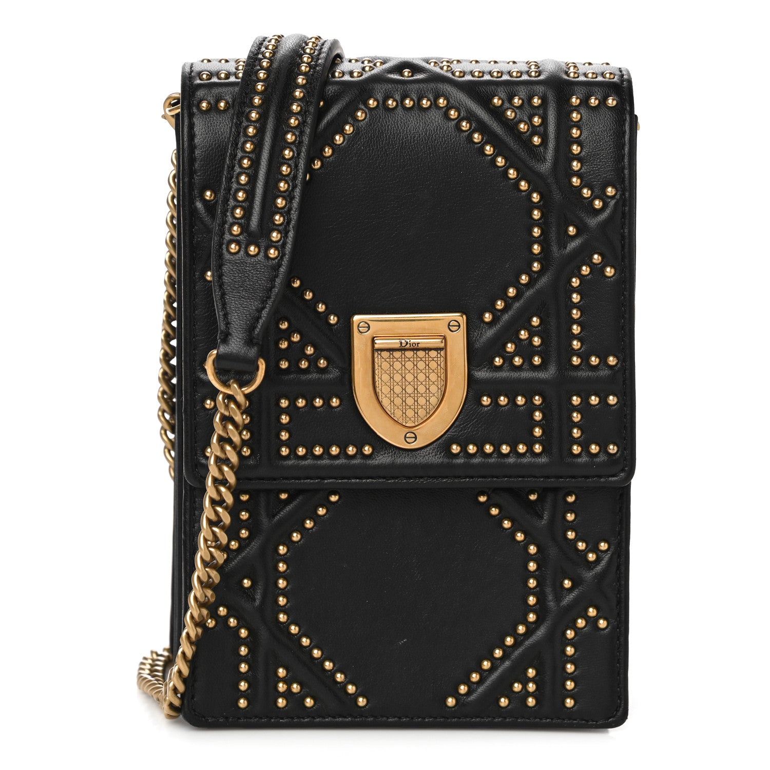 Christian Dior Lambskin Studded Vertical Diorama Black 1 of 9