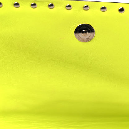 Valentino Garavani Nappa Canvas Camouflage Rockstud Wristlet Clutch Yellow Fluo Green 12 of 15