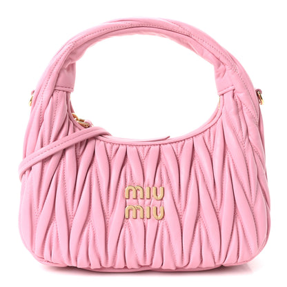 Miu Miu Nappa Matelasse Small Wander Hobo Alabastro 1 of 9