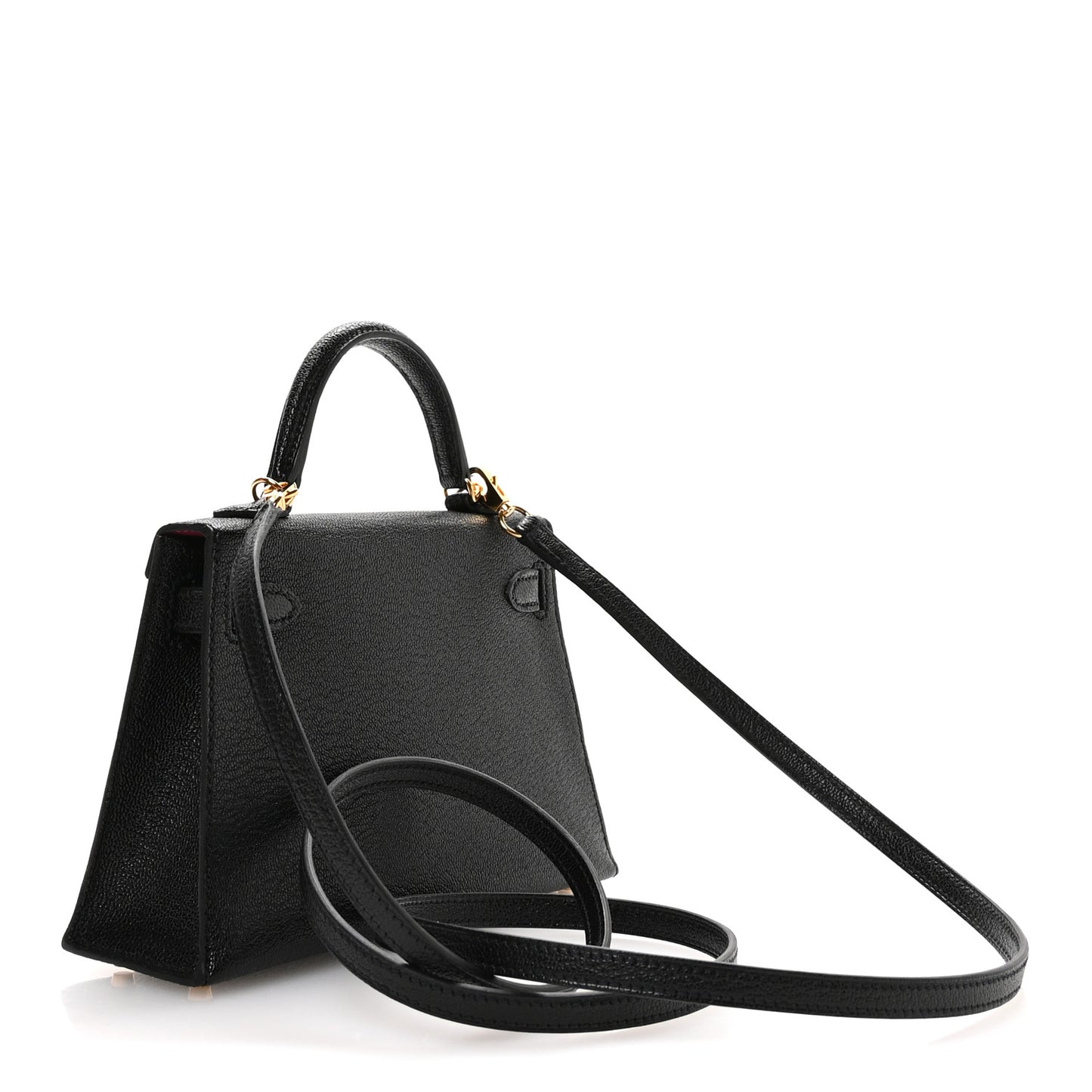 Chevre Mysore Horseshoe Mini Kelly Sellier 20 Black Rose Poupre